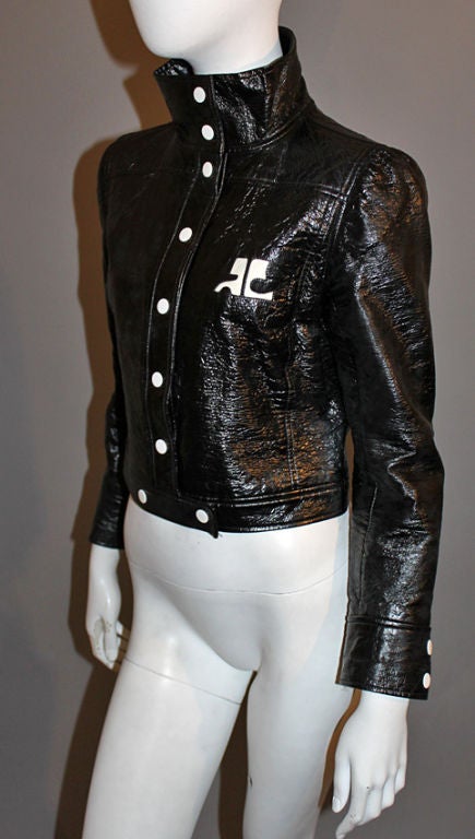 COURREGES Paris Cropped Faux Leather Jacket 8
