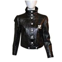 COURREGES Paris Cropped Faux Leather Jacket 8