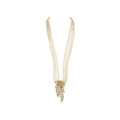 MIRIAM HASKELL Faux Baroque Pearl Multi Strand Pendant Necklace