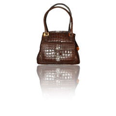 LORO PIANA Brown Crocodile Leather $18.5k Globe Bag
