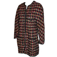 CHANEL Multi-colored Fantasy Tweed Leather Trim Jacket 42/10