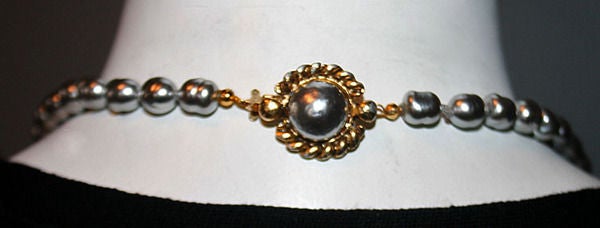Women's CHANEL Vtg '81 Faux Pearl Long Silver Necklace Sautoir