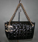 CHANEL Black Patent  Leather Classic Flap Puzzle Handbag NIB