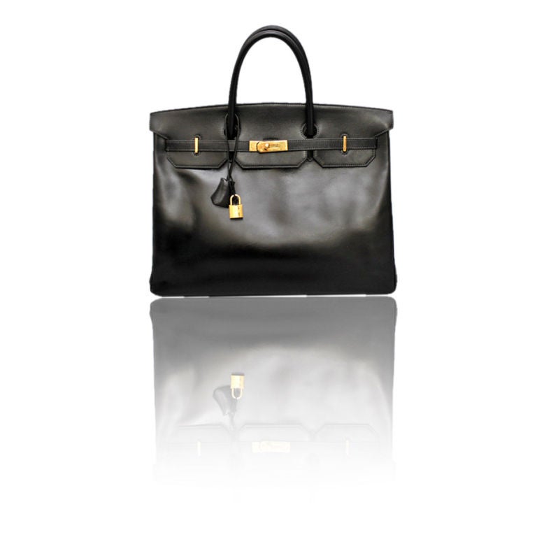 HERMES Black Box Leather 40cm BIRKIN Bag