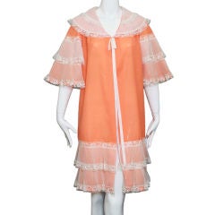 Antique '50s Schiaparelli Bed Jacket with Lace & Crystal Pleat Ruffles