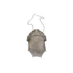 Victorian Sterling Silver Mesh Evening Purse with Filigree Clasp