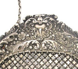 Women's Victorian Sterling Silver Mesh Evening Purse with Filigree Clasp