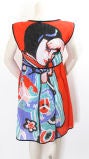 Rare Michaele Vollbrach Red Geisha Screen Print Dress