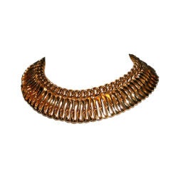 LANVIN  1970s Gold Metal Chain Collar Necklace