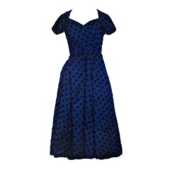 Vintage Mainbocher Couture Navy Silk Party Dress