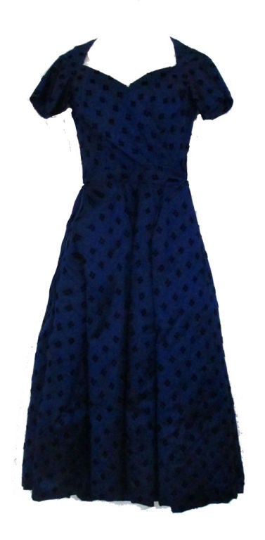 Mainbocher Couture Navy Silk Party Dress