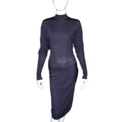 ALAIA 1980s Plum Wool Knit Dress Small