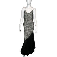 CHANEL Vintage Black Chantilly Lace Evening Gown US 2-4