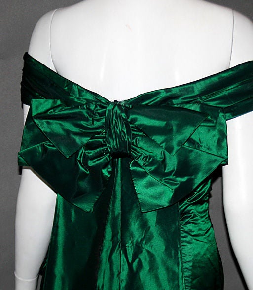 CHRISTIAN DIOR Vintage Smaragdgrünes Taft-Seidenkleid 36/4 1