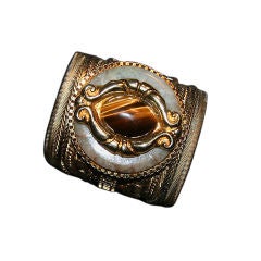 WENDY GELL Gold Chain Tiger Eye Marble Wristy Cuff