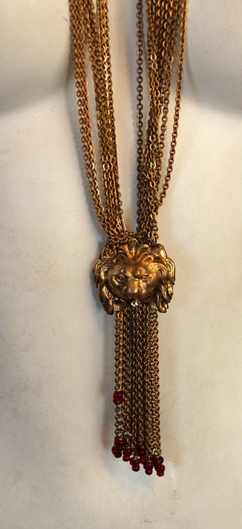 CHANEL Early French Gold Multi Chain Lion's Head Necklace