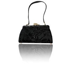 Vintage KIESELSTEIN-CORD Black Lamb Fur Leather Handbag