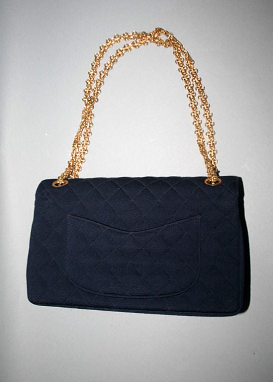 Women's CHANEL Vintage Navy Fabric Quilted Flap Bag