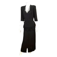 Vintage CEIL CHAPMAN Black Peplum Lace Dress 6