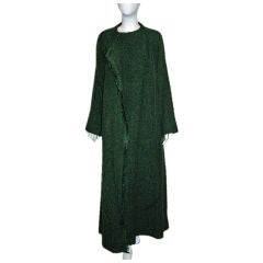 GEOFFREY BEENE Long Vintage Green Mohair Coat M