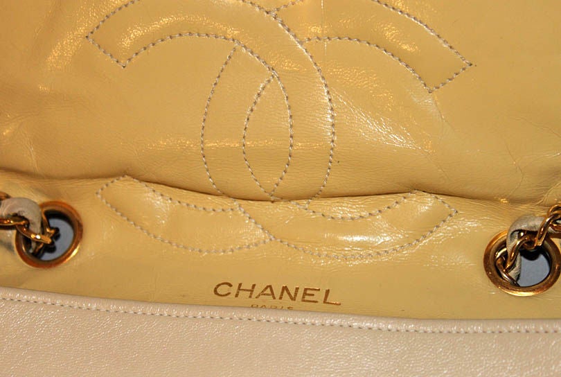 CHANEL Beige Two-tone Quilted Leather Flap Bag Circa 1970s 1