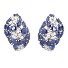 David Webb Platinum Earrings with Sapphires and Diamonds