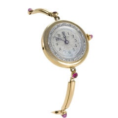 Magnificent Gold, Diamnd and Ruby Watch by Cartier