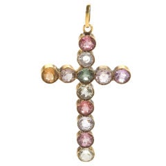 Antique Multistone Cross Pendant