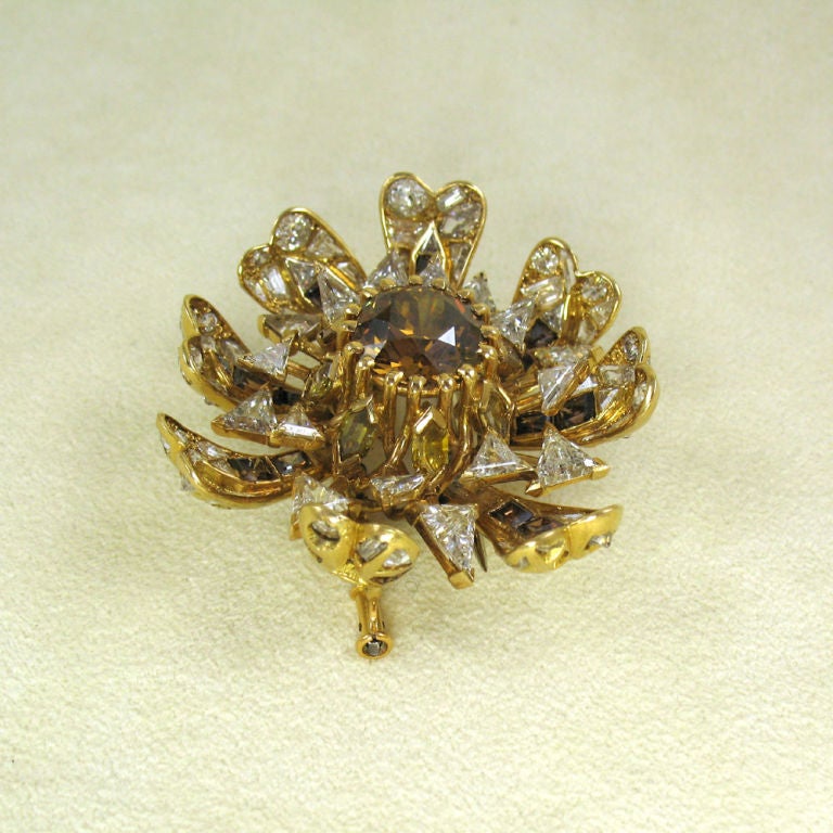 Diamond Flower Brooch by SCHLUMBERGER