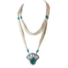 Belle Epoque Pearl, Emerald and Diamond Sautoir