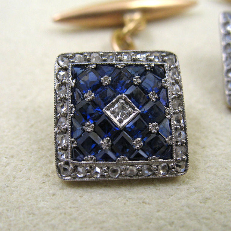Belle Epoque Sapphire and Diamond Cufflinks