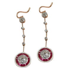 BELLE EPOQUE DIAMOND, RUBY AND ENAMEL EARRINGS