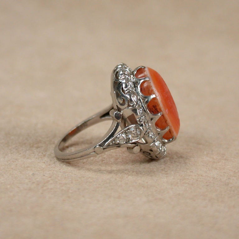 Art Deco Intaglio and Diamond Ring