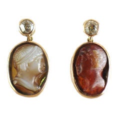 Pair of Antique Cameo "Dormeuse" Earrings