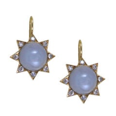 Pair of Star Sapphire Dormeuse Earrings