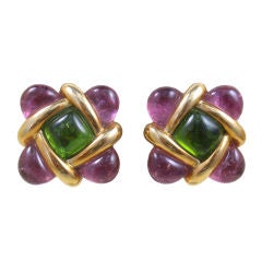 Green and Pink Stone Earrings by  VAN CLEEF & ARPELS
