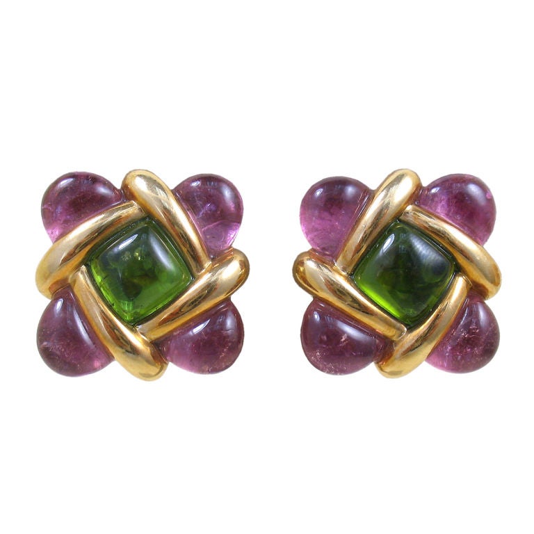 Green and Pink Stone Earrings by  VAN CLEEF 
ARPELS