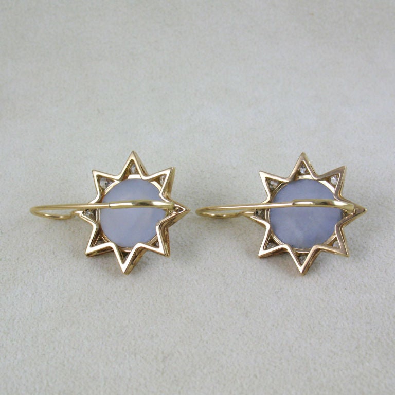 Pair of Star Sapphire Dormeuse Earrings