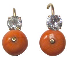 Coral and Diamond Earrings
