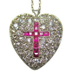 Diamond Heart with Ruby Cross