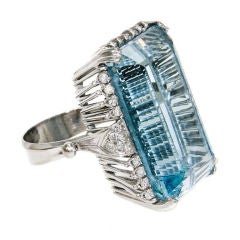 Large and Impressive Aquamarine and Diamond Ring
