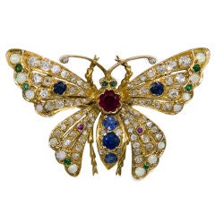 Antique Gold and Gem set Butterfly Brooch