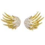Vintage 18K and Diamond Jelly Fish Ear Clips