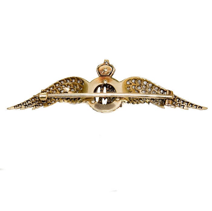Antique Platinum & Diamond Royal Air Force Wings Brooch