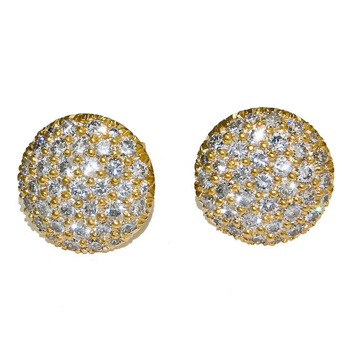 18K and Diamond Button Earrings by Kurt Wayne