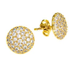 18K and Diamond Button Earrings by Kurt Wayne