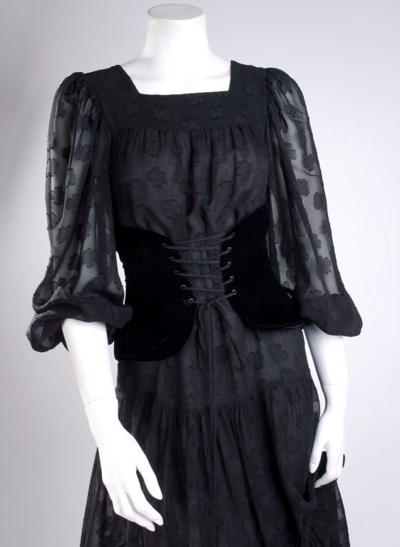 Women's 1980's Yves Saint Laurent Black Gypsy Gown