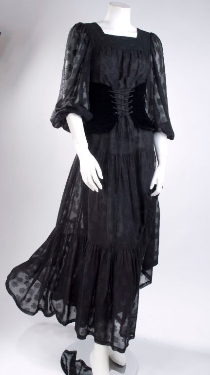 1980's Yves Saint Laurent Black Gypsy Gown 2