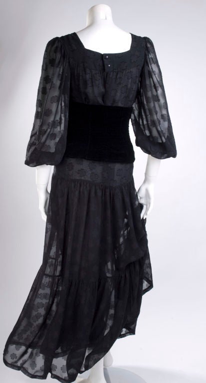 1980's Yves Saint Laurent Black Gypsy Gown 3