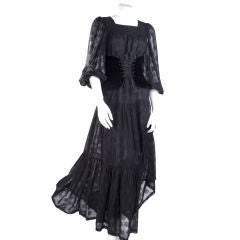 1980's Yves Saint Laurent Black Gypsy Gown